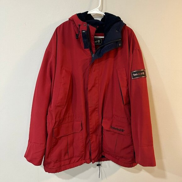 Timberland Weather Gear Insulated Red Weatherproof Jacket Men's Size Large - Picture 1 of 5
